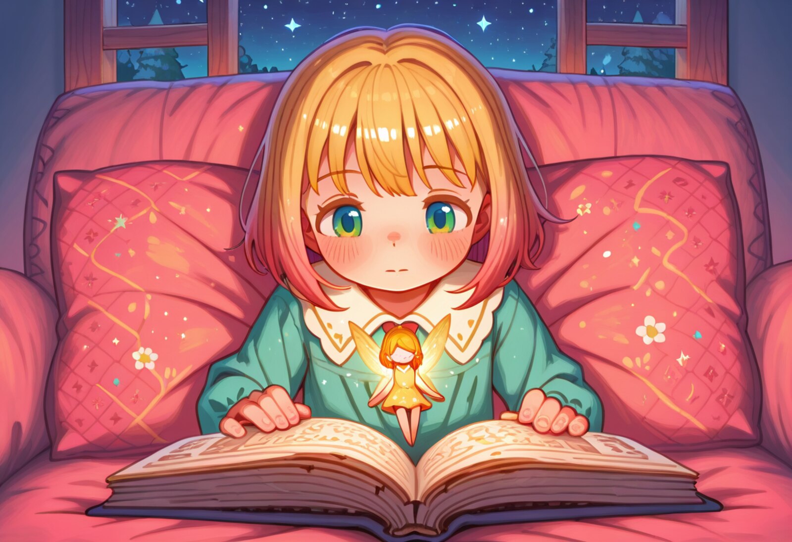 Kind liest selbstbewusst sein persönliches Buch